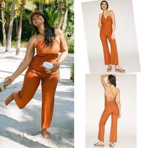 Anthropologie Maeve rust collette straps jumpsuit
